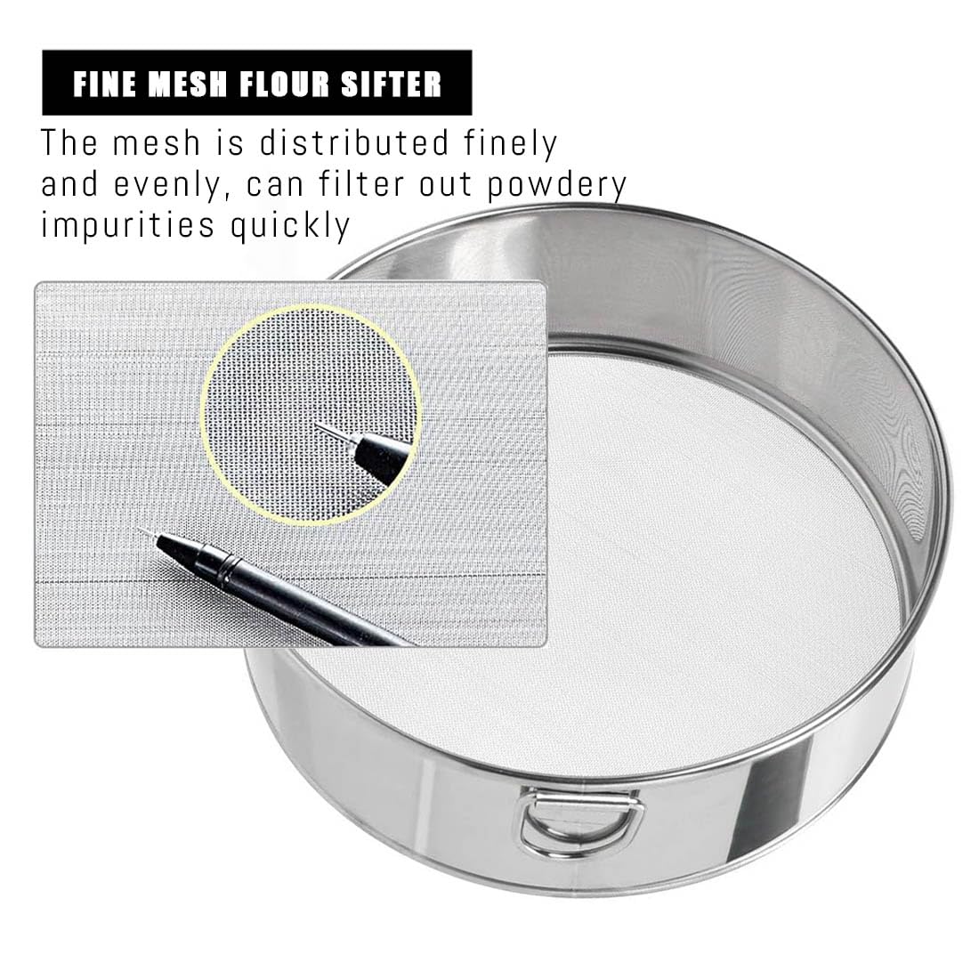 XIZAO round flour sieve measuring 30 cm by 5 cm