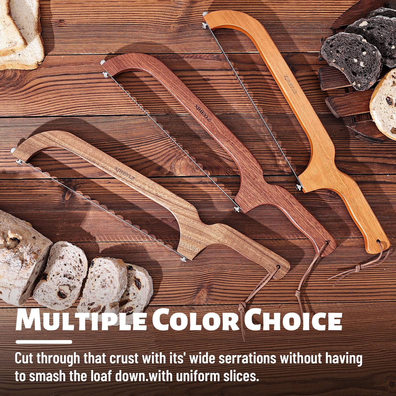 XJHEYLZ serrated bread knife designed for soft interiors without crushing