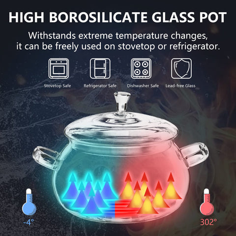 XJLVSV glass saucepan handle keeps hands cool on a hot stove.