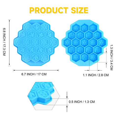 XJMWXHFC honeycomb mold blue 19 cavities for colorful ice cubes and treats