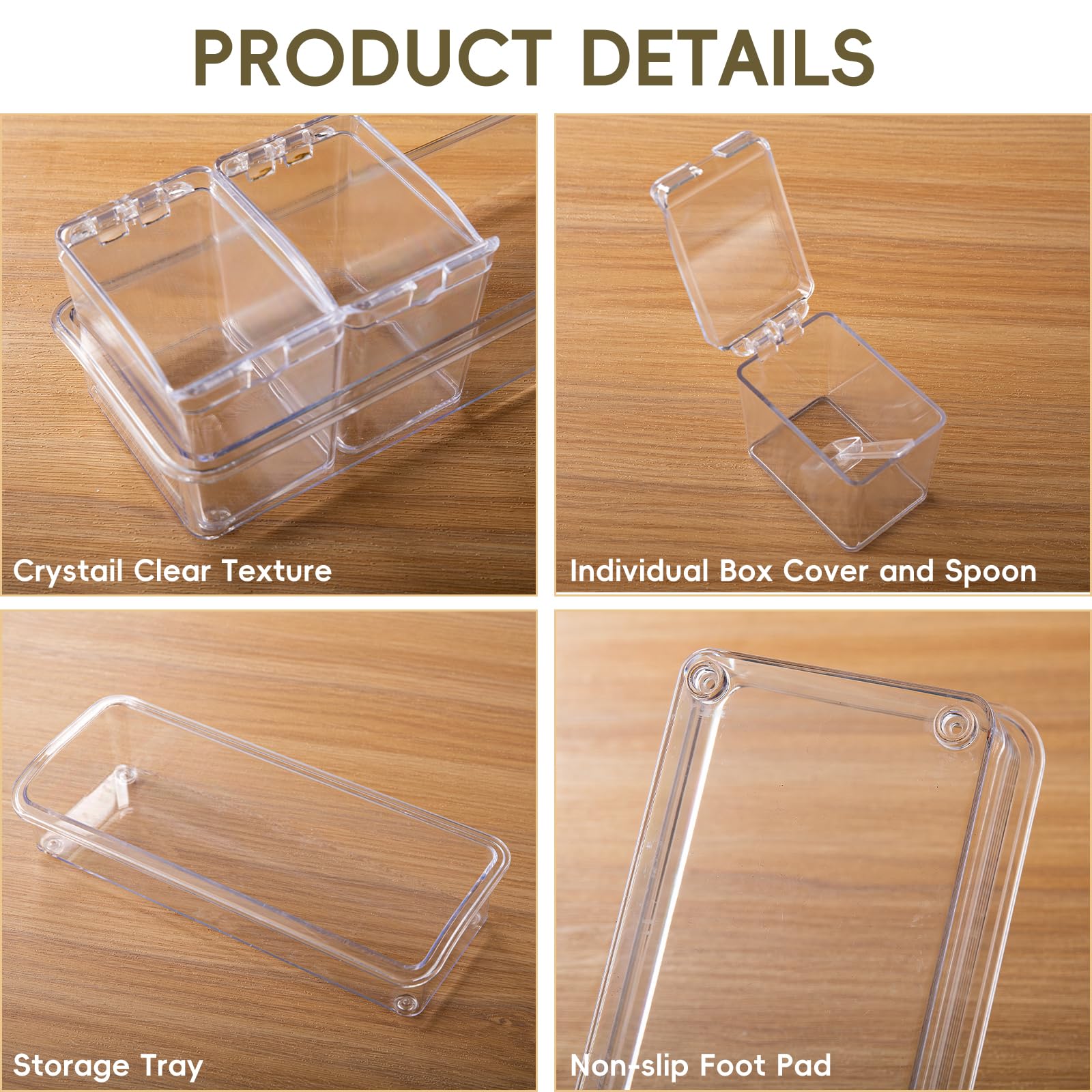 XJMWXHFC multi-purpose condiment storage for salt, sugar, and spices on display