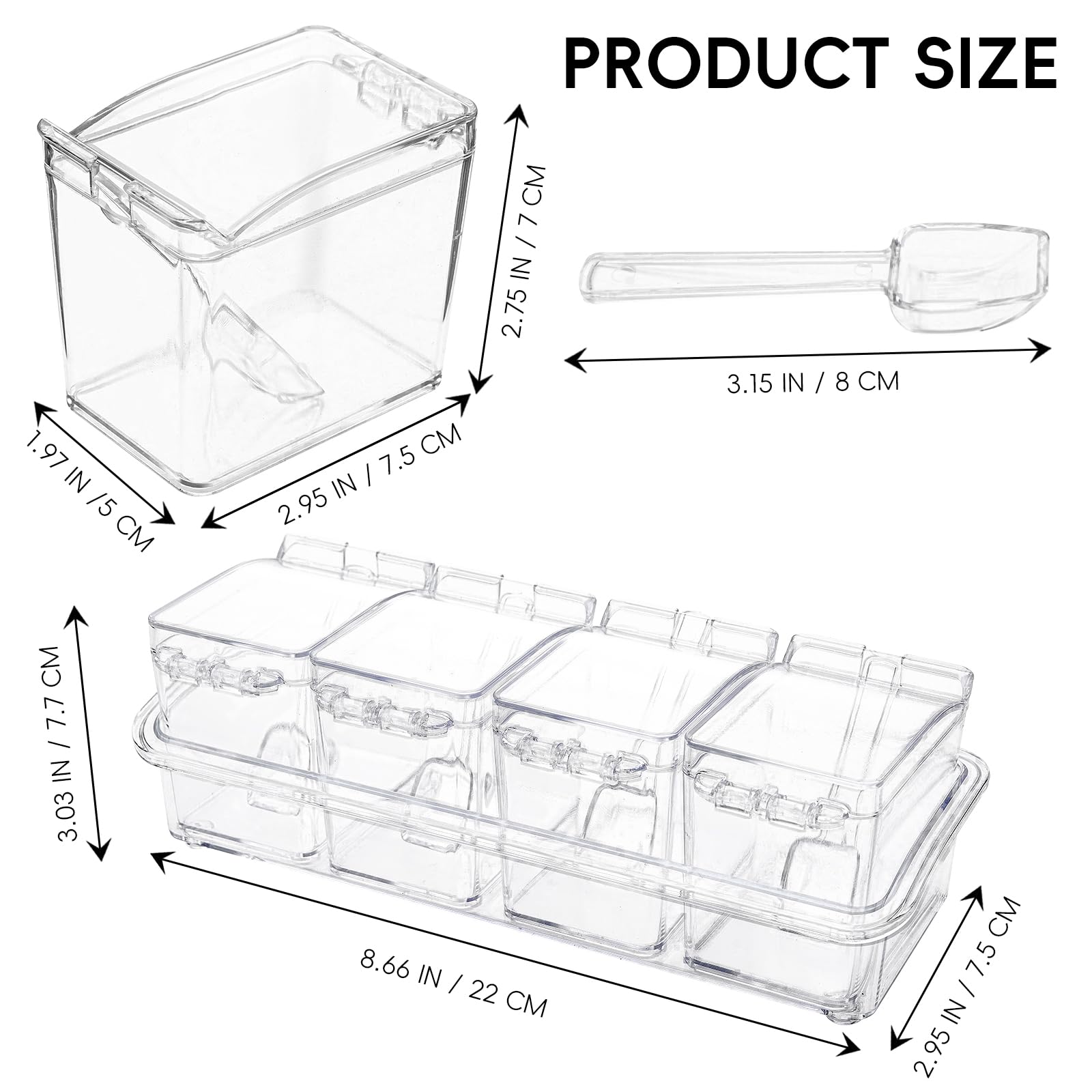XJMWXHFC spice dispensers on clear tray, easy to identify spices at a glance