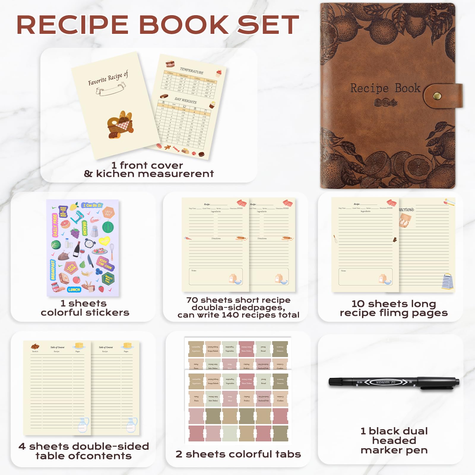 XKDOUS leather-bound notebook resting on a kitchen counter blends style and durability.