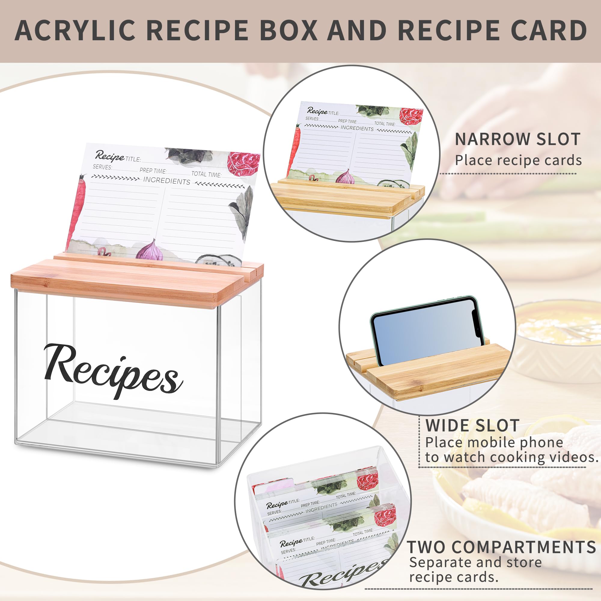 XKDOUS 4x6 recipe cards arranged neatly for quick reference.