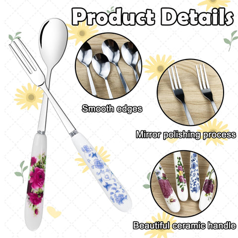 Xlehoely flower-pattern ceramic handles add charm to tea and desserts