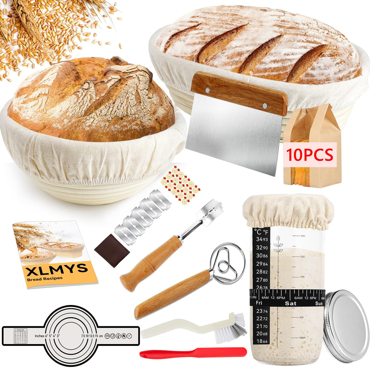 XLMYS oval banneton basket for proofing dough and rustic loaves.