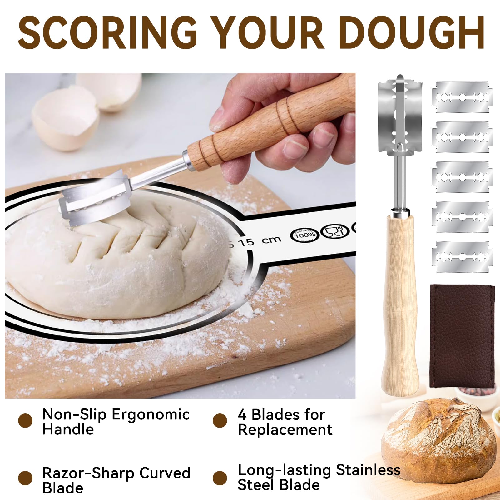 XLMYS stainless steel dough scraper for quick shaping.