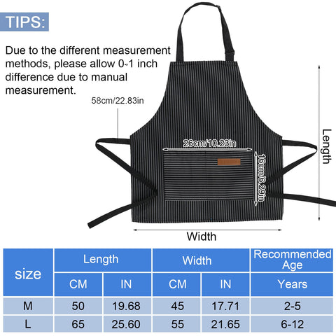 XLSXEXCL stripes kids apron two pockets ready for cooking and crafts