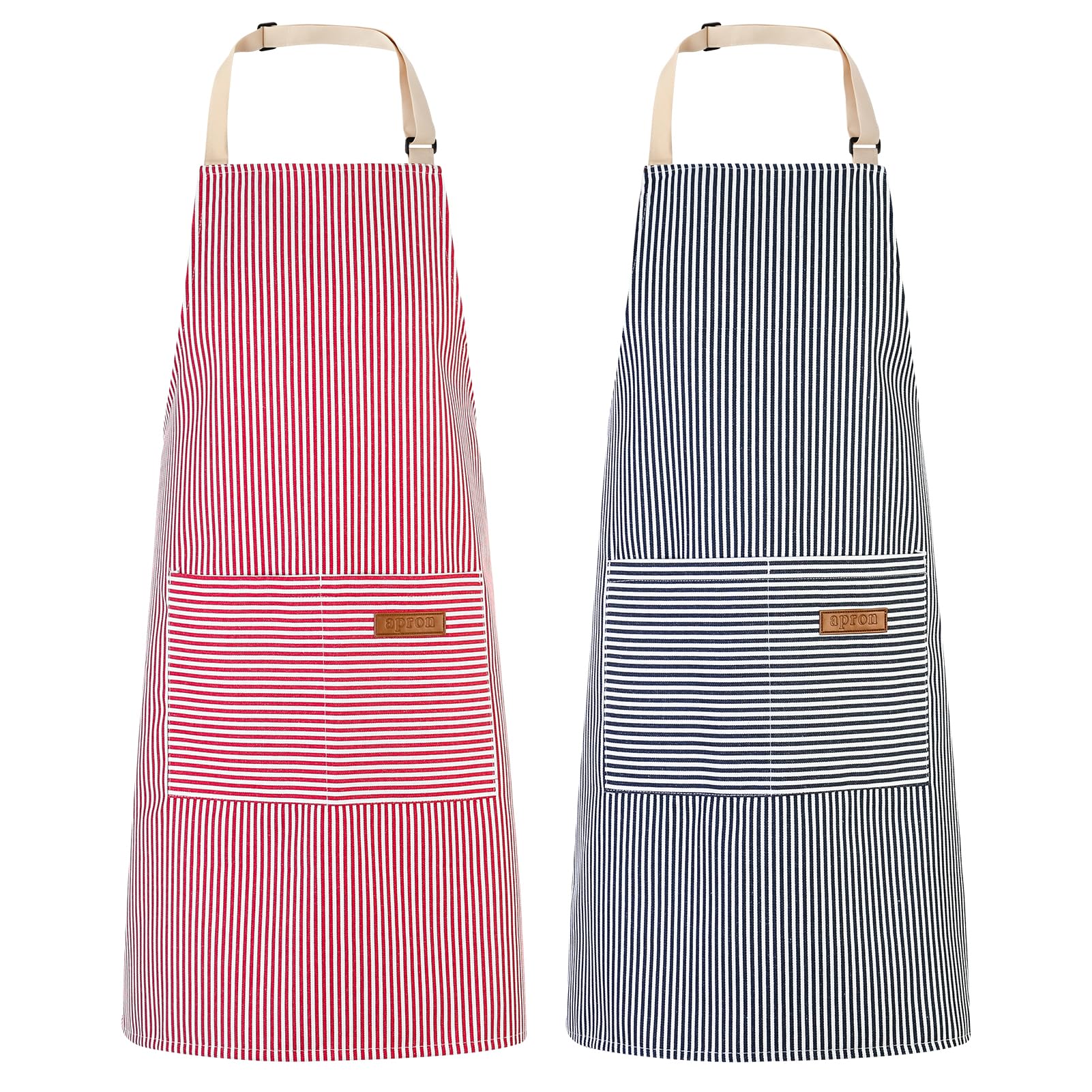 XLSXEXCL 2-pack striped aprons for cooking and crafts
