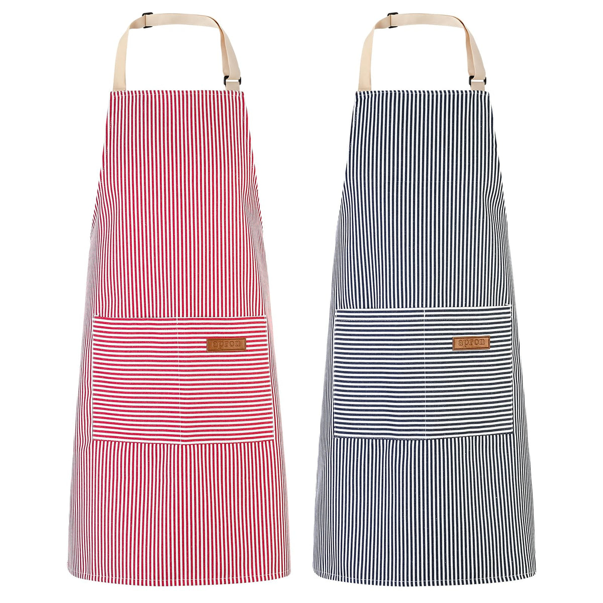 XLSXEXCL 2-pack striped aprons for cooking and crafts