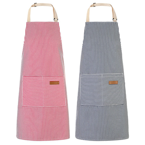 XLSXEXCL 2-pack striped aprons for cooking and crafts