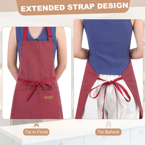 XLSXEXCL adjustable-neck stripe apron enables easy wear for most sizes