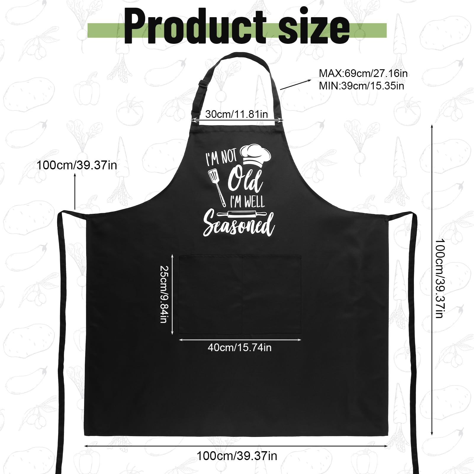 XLSXEXCL apron adjustable straps demonstrating flexible, secure fit for men.