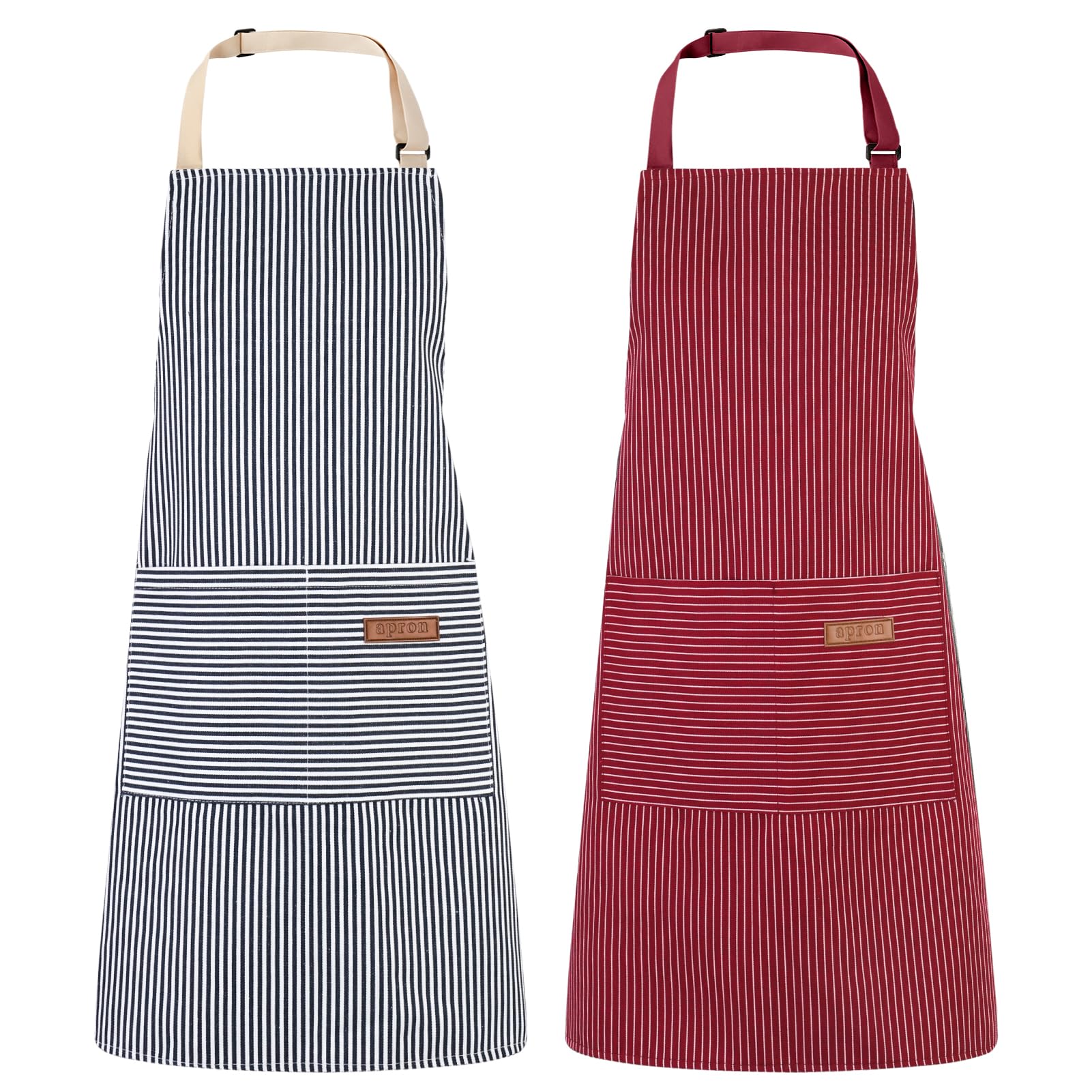XLSXEXCL striped apron front view with adjustable fit for versatile kitchen use