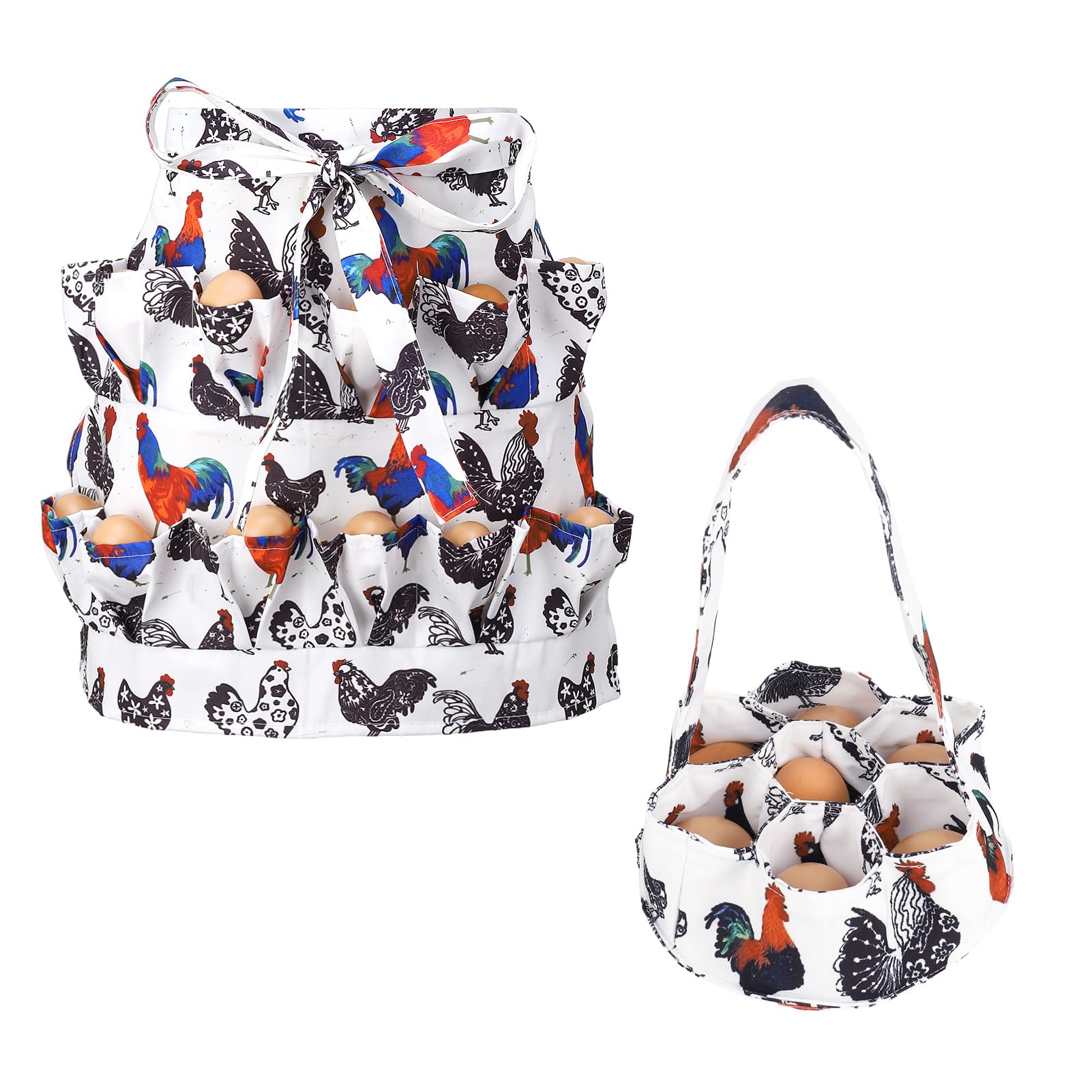 XLSXEXCL egg apron with deep pockets keeps eggs organized on the farm.