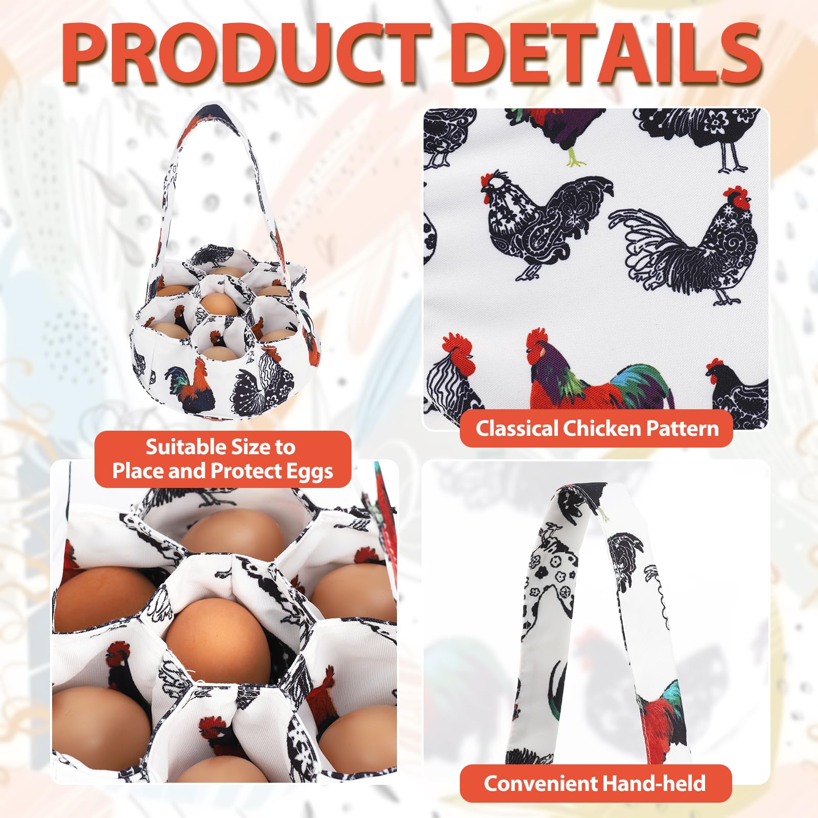 XLSXEXCL egg basket deep pockets secure eggs during transport.