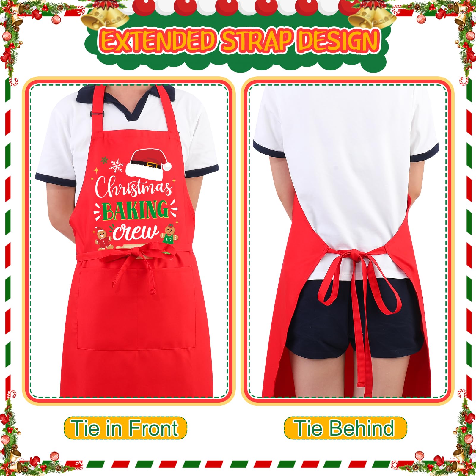 XLSXEXCL mommy-and-me aprons with two pockets for supplies.