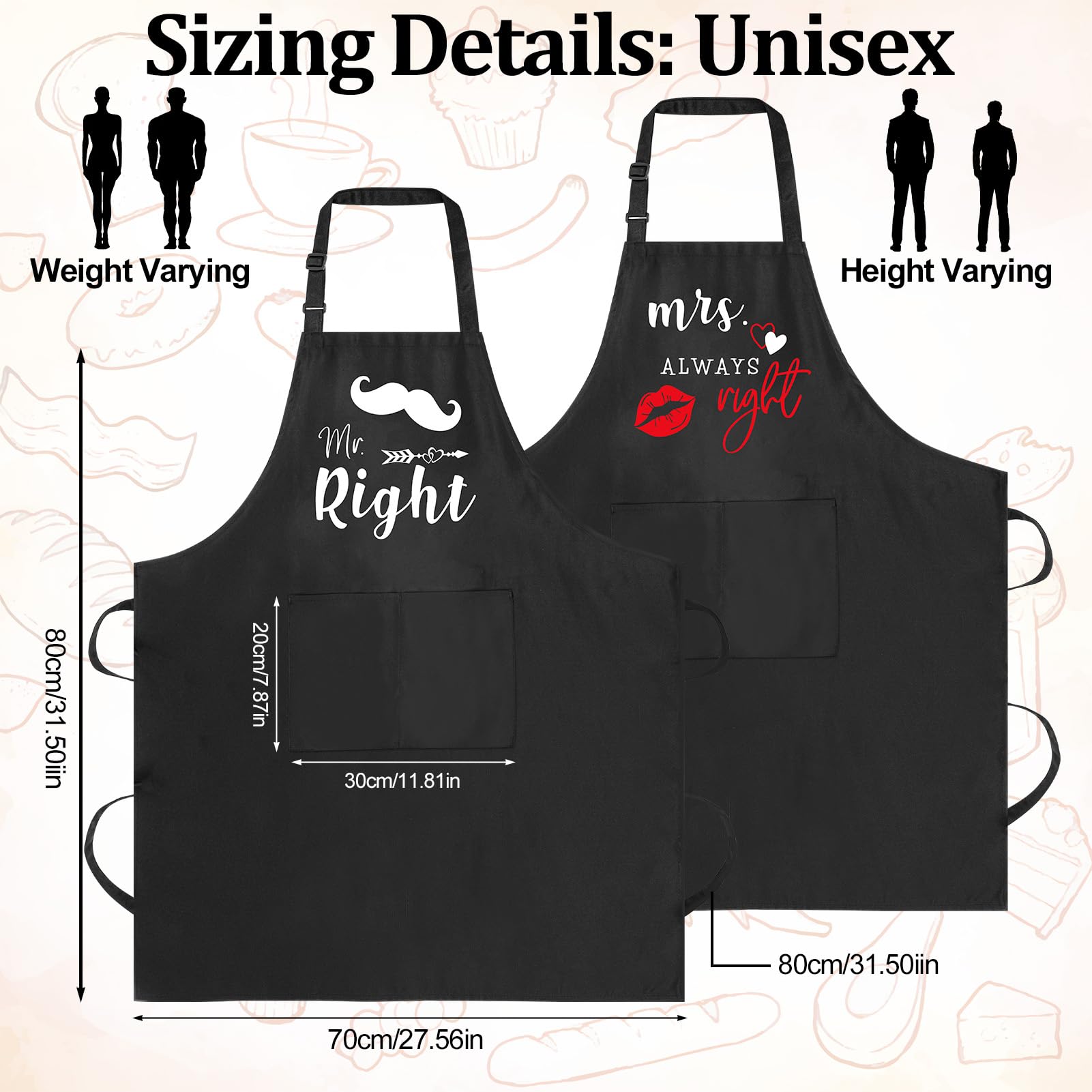 XLSXEXCL Mrs Always Right apron, stylish gift for bridal showers and date nights.