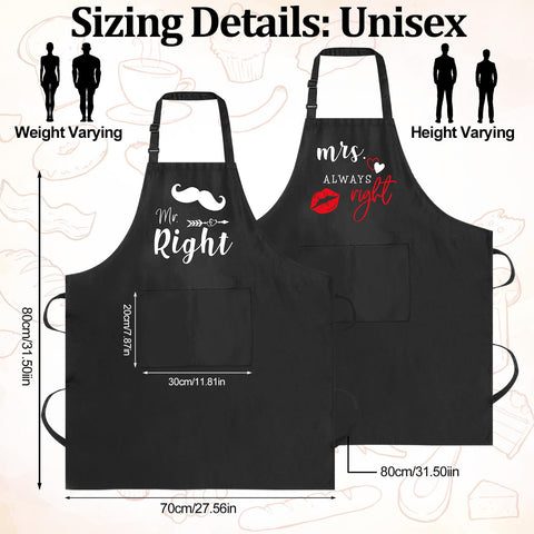 XLSXEXCL Mrs Always Right apron, stylish gift for bridal showers and date nights.