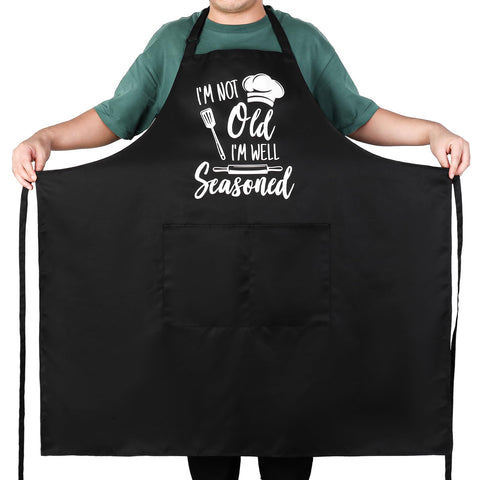 XLSXEXCL plus-size apron front view showing full coverage for comfortable cooking.