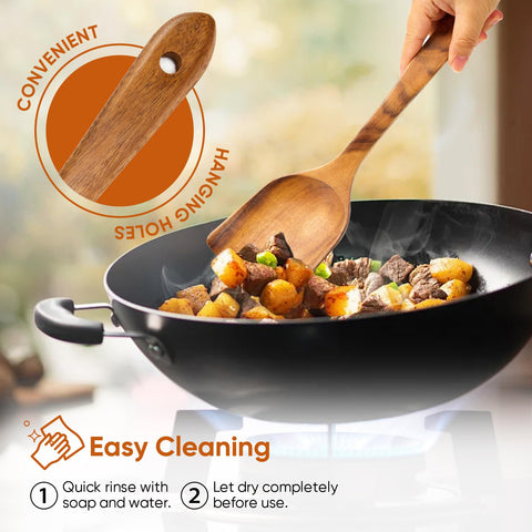 XMYYX EZuncle easy-clean wood utensils, hand wash friendly.