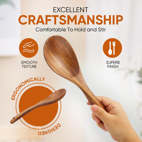 XMYYX EZuncle slotted spoon wooden, versatile for stirring and draining.