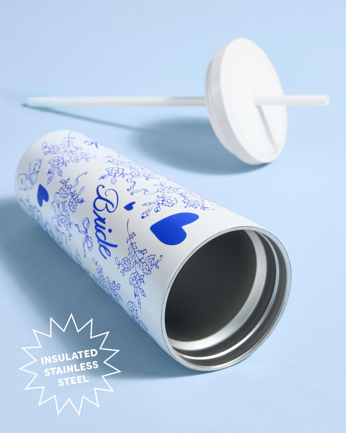xo, Fetti bride tumbler mimosa-ready setup for bridal party mornings