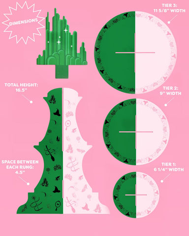 xo Fetti green cityscape foil topper on cupcake tower creates festive centerpiece