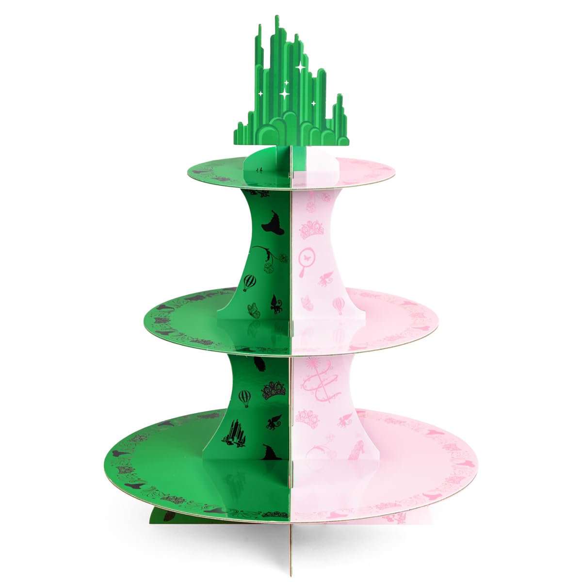 xo Fetti pink and green witch cupcake tower 3-tier display elevating party desserts