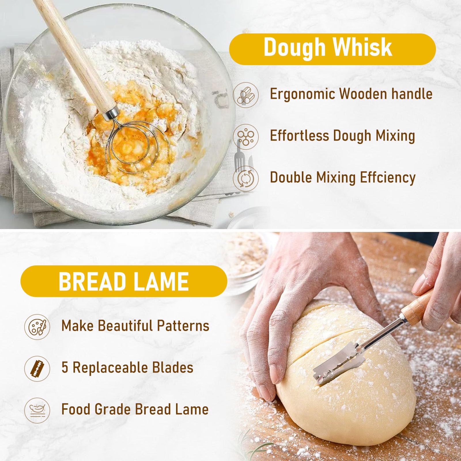 XOHUYD banneton bread lame 5 blades for precise scoring
