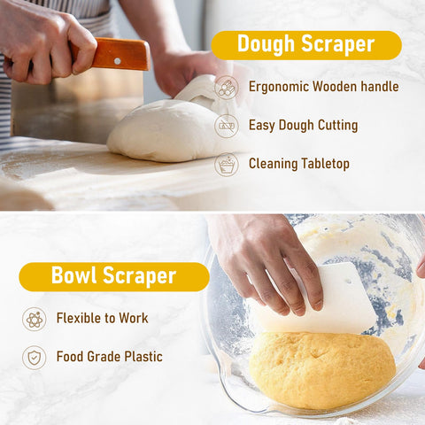 XOHUYD banneton dough scraper for tidy flour and dough handling