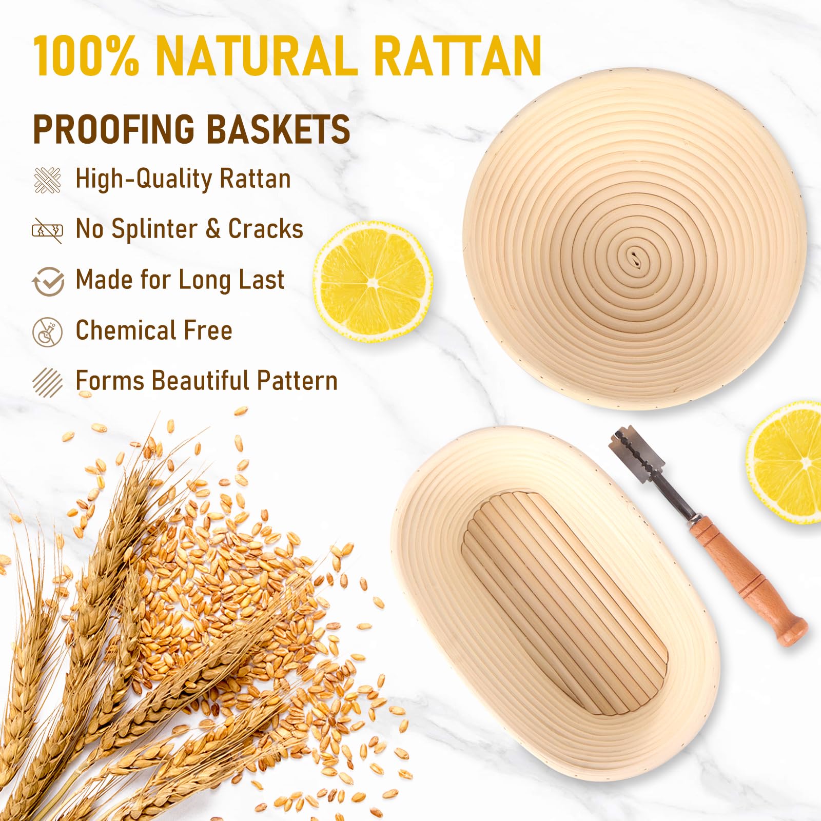 XOHUYD banneton oval 10-inch basket shapes loaf perfectly