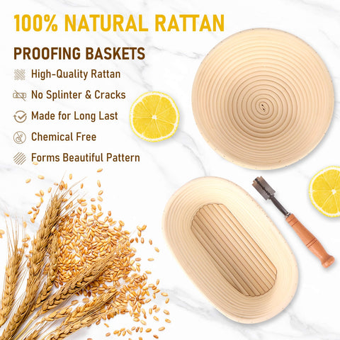 XOHUYD banneton oval 10-inch basket shapes loaf perfectly