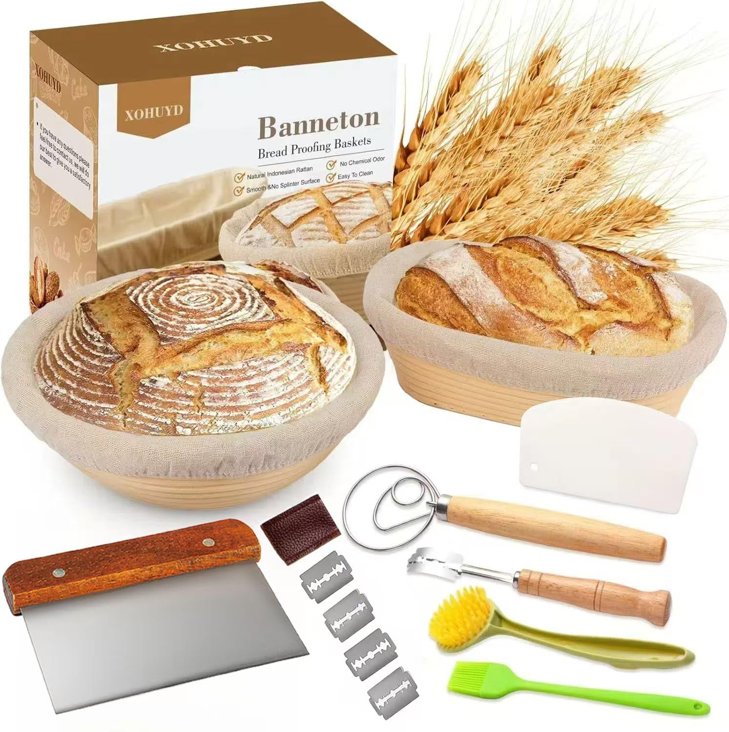 XOHUYD banneton round 9-inch basket for even fermentation and crisp crust