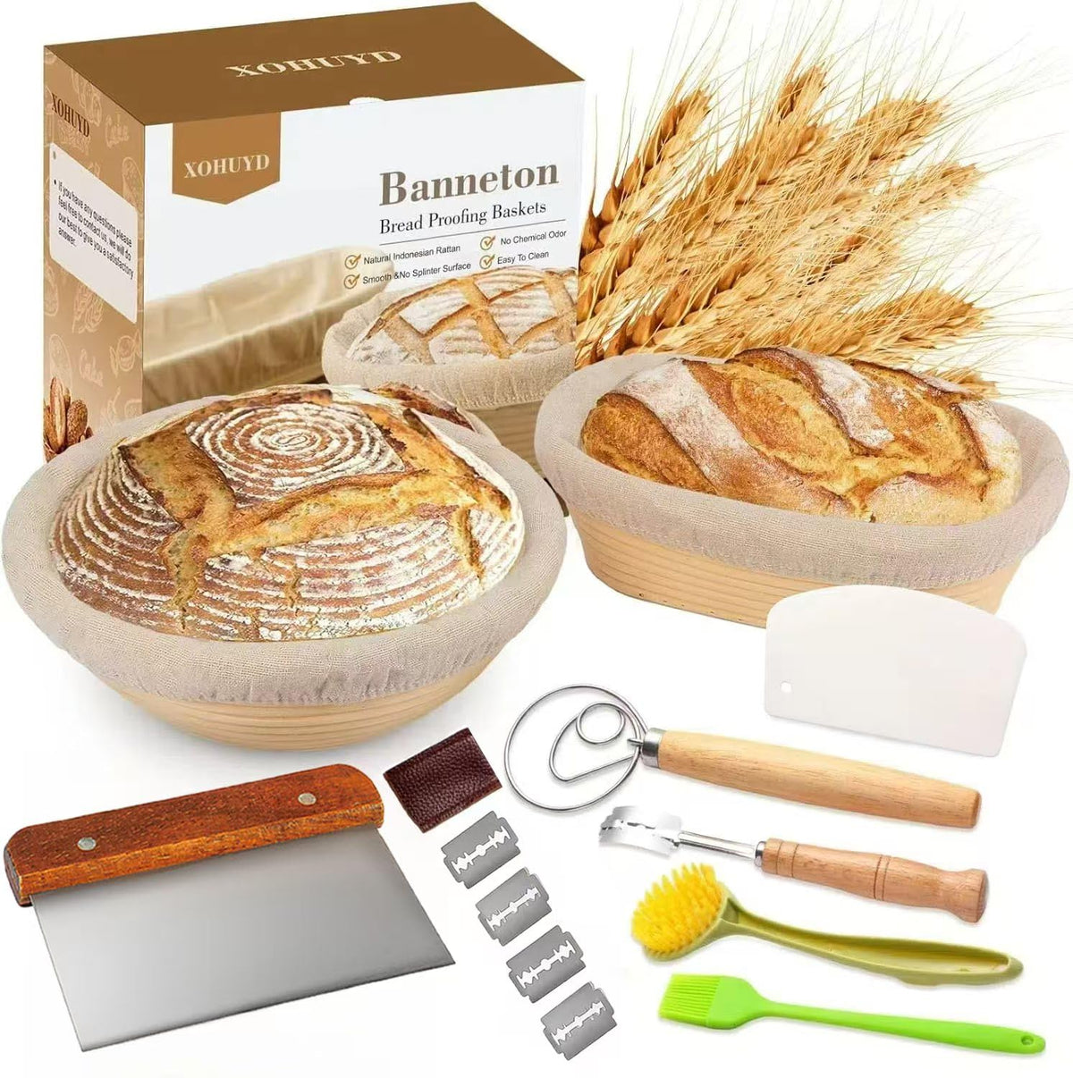 XOHUYD banneton round 9-inch basket for even fermentation and crisp crust