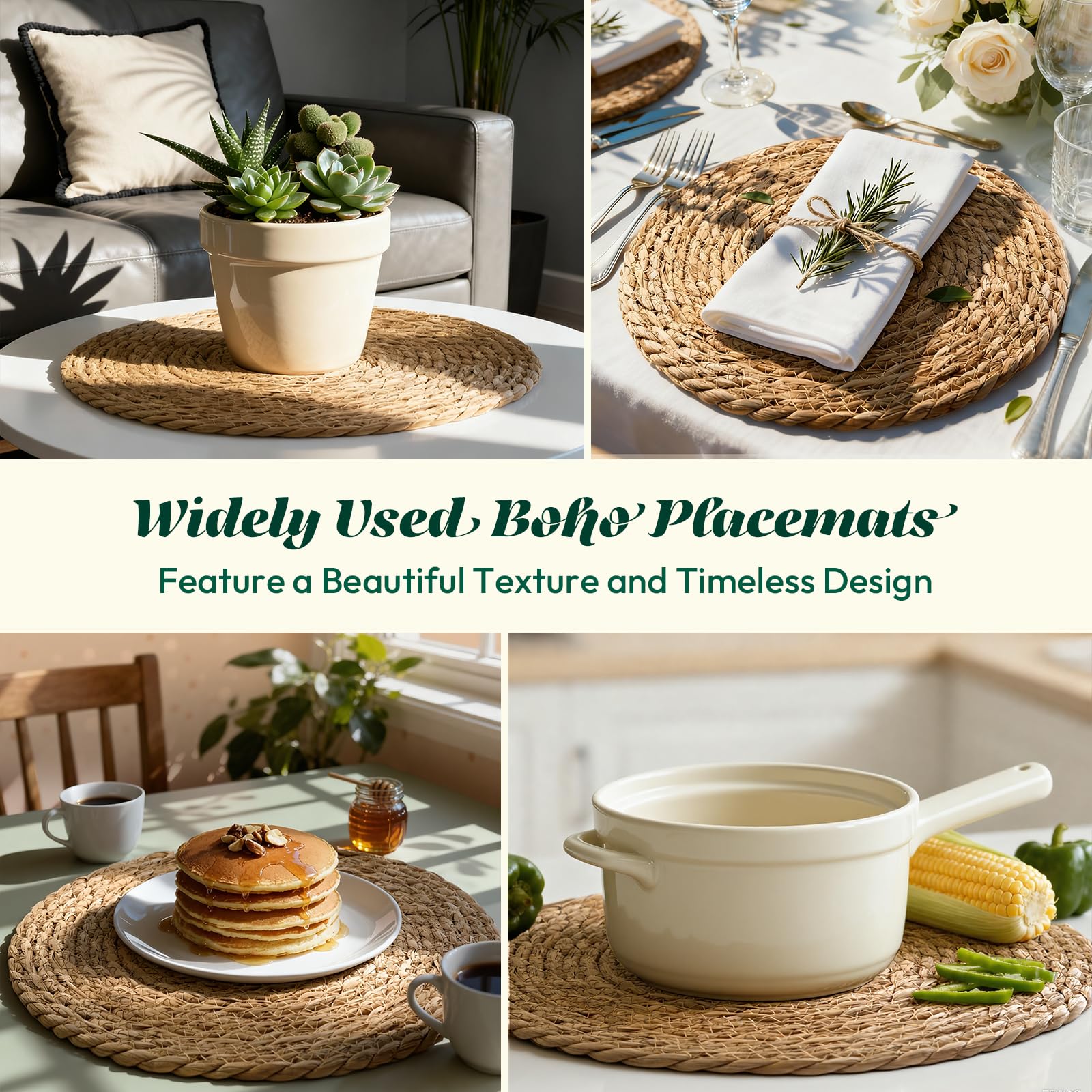 XOHUYD natural fiber texture adds rustic farmhouse charm.