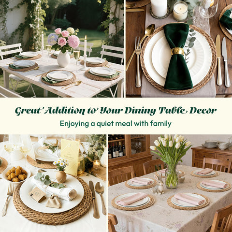 XOHUYD 13-inch round placemat set arranged for a festive dinner gathering.
