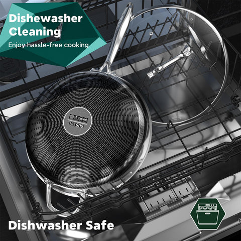 XOHUYD Wok Pan stay-cool handle provides secure grip.