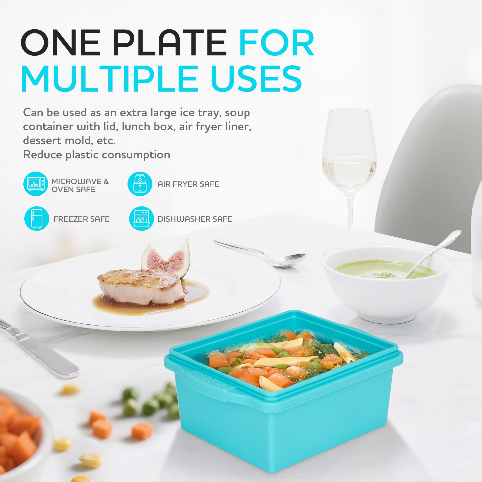 Xomoo dishwasher-safe silicone trays for quick cleanup