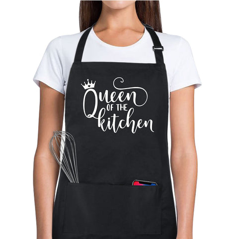 Xornis Queen of the Kitchen apron front view with two practical pockets.