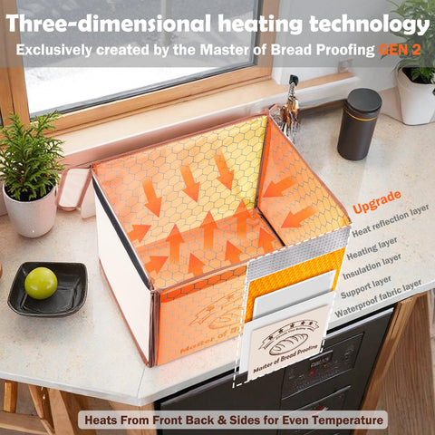 XPLI Bread Proofing Box interior with proofing basket ready for dough rise