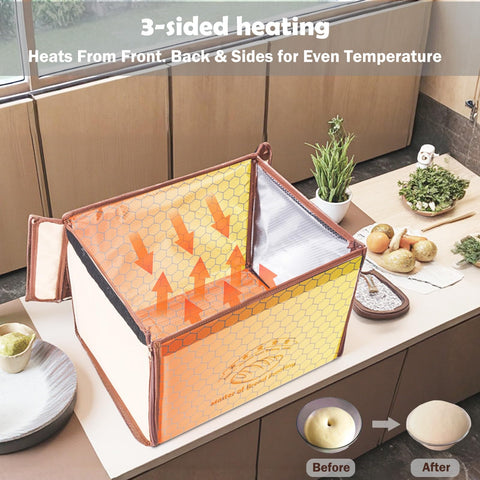 XPLI foldable proofer open used during dough proofing with baskets