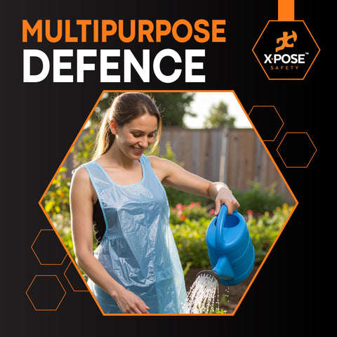Xpose Safety blue disposable apron ideal for kitchen tasks and food prep