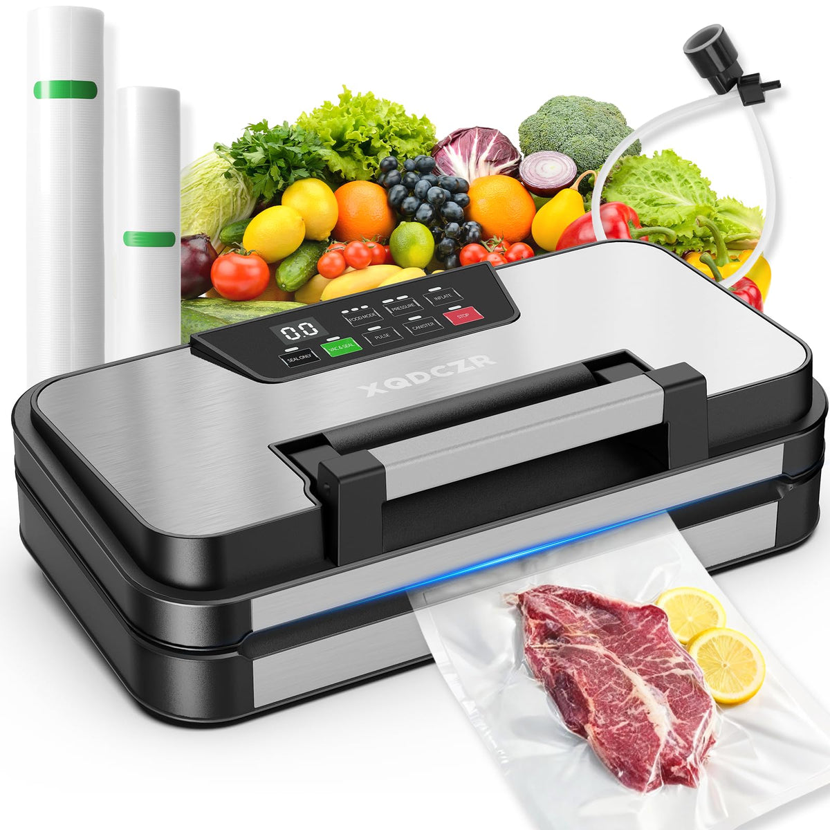 XQDCZR 95kPa vacuum sealer with dual pump for fast, airtight sealing