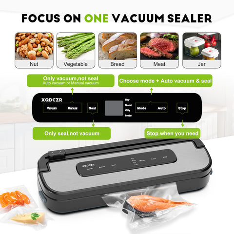 XQDCZR vacuum sealer dry and moist modes help optimize food protection