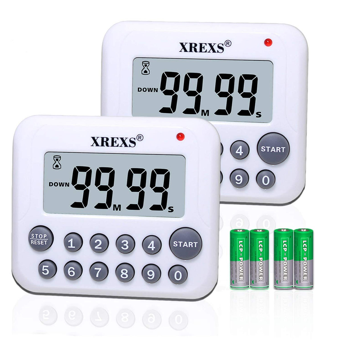 XREXS PS-367 digital timer with magnet back for fridge placement and hands-free timing