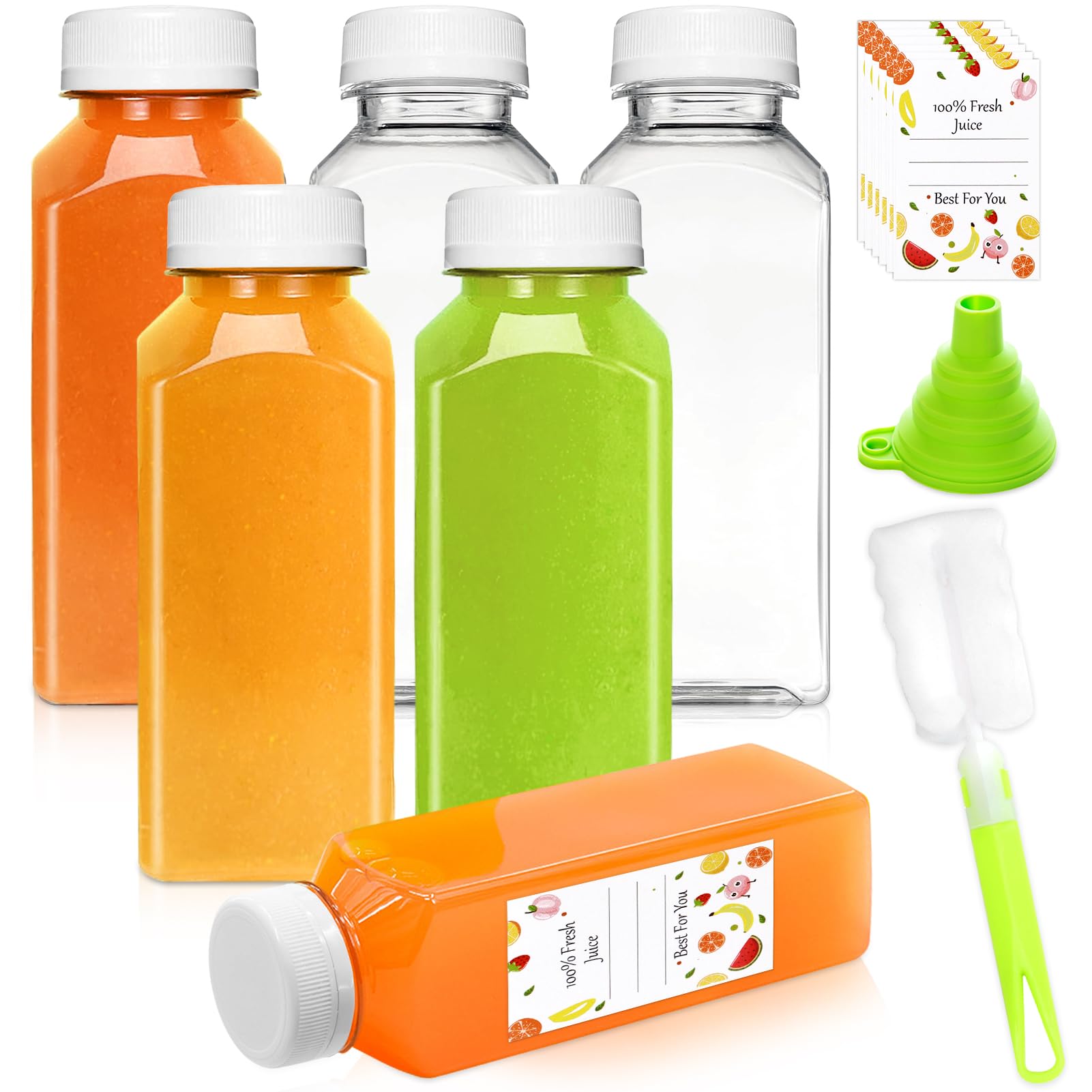 XSBAIHUO 12oz juice bottle with clear body for easy drink identification and portability.