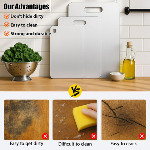 XTBSE titanium cutting board easy-clean non-porous surface resists stains
