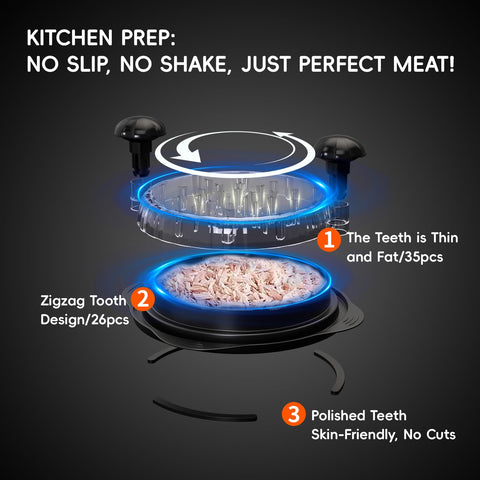 XUPAINC XL11.5 chicken shredder non-slip base keeps the tool steady for precise shredding.