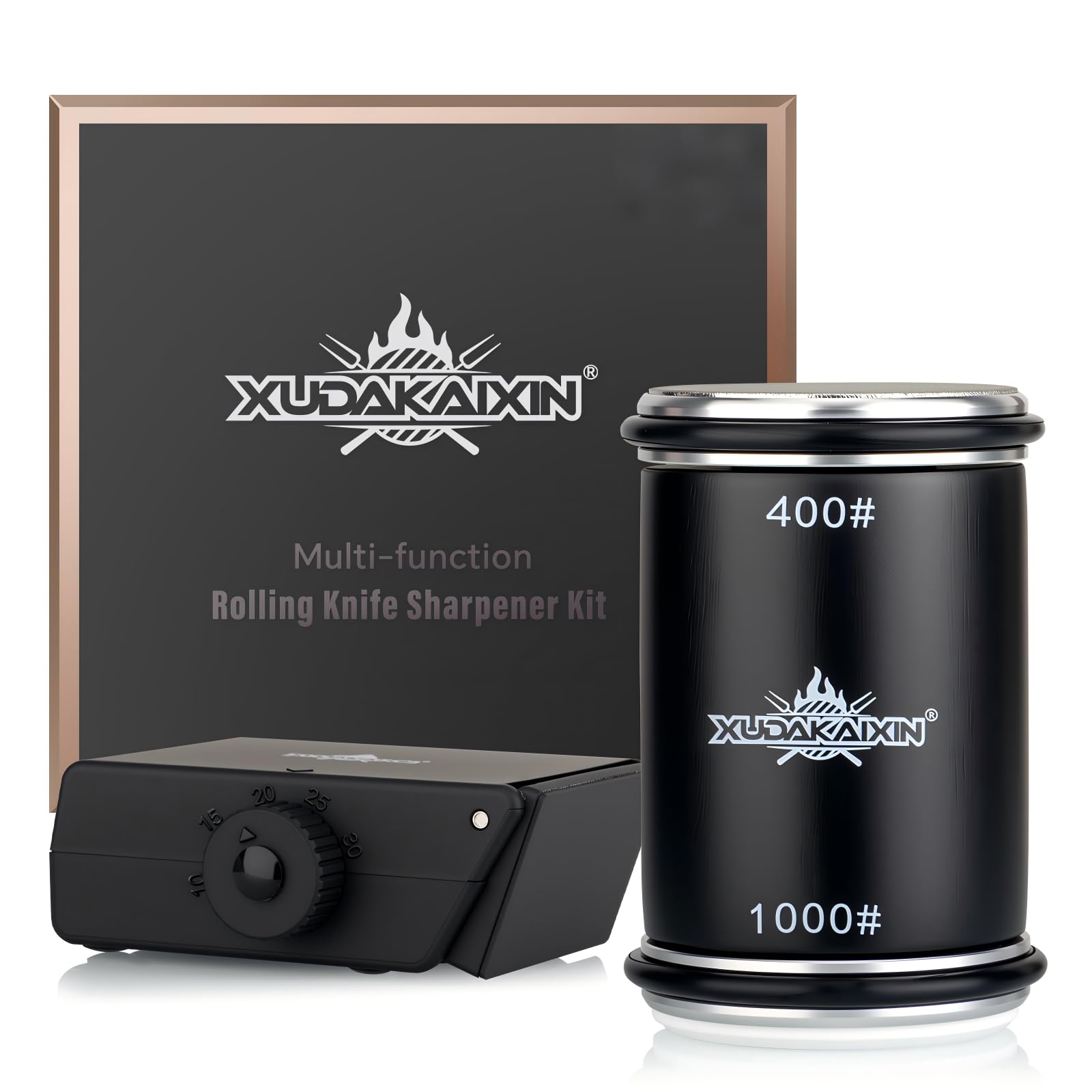 XUDAKAIXIN rolling knife sharpener angle selector demonstrates precise blade sharpening options.